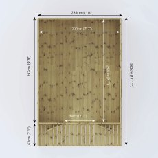 Floor plan of Mercia Wessex 12x8 summerhouse with internal measurements and veranda layout