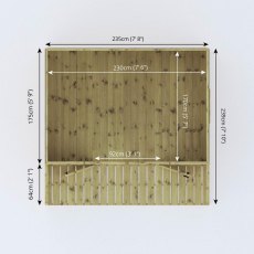 Mercia 8x8 summerhouse floor plan and base dimensions detail