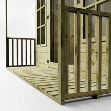 Mercia traditional summerhouse veranda detail with timber balustrade
