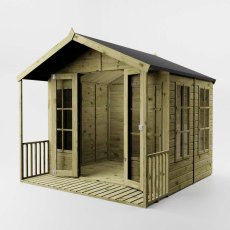 Mercia 8x8 wooden summerhouse with doors open showing interior space