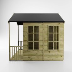 Mercia 8x8 summerhouse side view with veranda and glazed panels