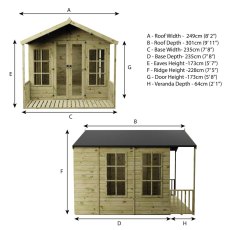 Mercia 10x8 summerhouse dimensions and specification diagram