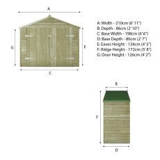 Mercia Overlap Bike Store 7x3 dimensions diagram with measurements and layout