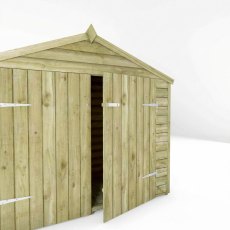 Mercia overlap bike shed with one door open showing timber interior space