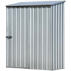 5 x 3 Mercia Absco Space Saver Pent Metal Shed in Zinc - isolated, door closed