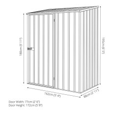 5 x 3 Mercia Absco Space Saver Pent Metal Shed - Dimensions