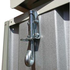7 x 5 Mercia Absco Space Saver Pent Metal Shed in Zinc - detail of tower bolt
