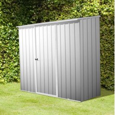 7 x 5 Mercia Absco Space Saver Pent Metal Shed in Zinc - in situ