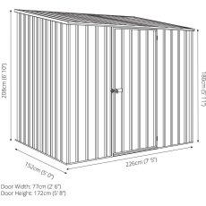 7 x 5 Mercia Abcso Space Saver Pent Metal Shed - Dimensions