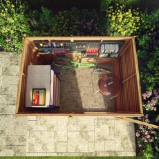 7x5 Mercia Overlap Pent Shed - in situ - Top View