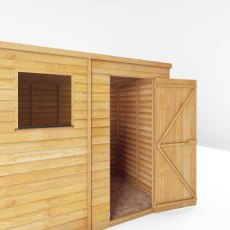7x5 Mercia Overlap Pent Shed - isolated view - Door Close up
