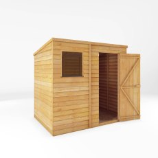 7x5 Mercia Overlap Pent Shed - isolated angle view - Doors open