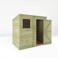 Mercia 7x5 pent overlap shed angled view with door open