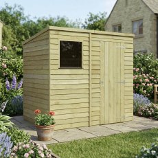 Mercia 7x5 pent overlap wooden shed in garden setting