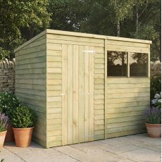 Mercia 8x6 Overlap Pent Shed in Garden Setting