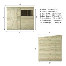 Mercia 8 x 6 (2.41m x 1.89m) Mercia Overlap Pent Shed