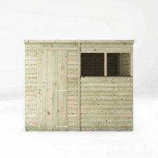 Mercia 8x6 Overlap Pent Shed Front View with Door Open