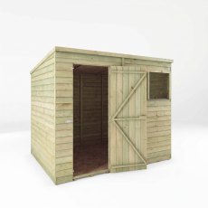 Mercia 8x6 Overlap Pent Shed Front View with Door Open