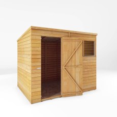 8x6 Mercia Overlap Pent Shed - isolated and door open