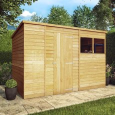 10x6 Mercia Overlap Pent Shed - with background and door closed