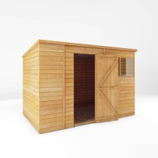 10x6 Mercia Overlap Pent Shed - isolated image with door open