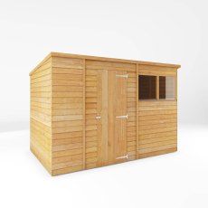 10x6 Mercia Overlap Pent Shed - isolated image with door closed