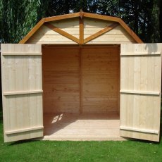 7 X 7 (1.98m X 2.05m) Shire Shiplap Barn Shed - in situ, front view, doors open