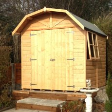 7 X 7 (1.98m X 2.05m) Shire Shiplap Barn Shed - in situ, front view, doors closed