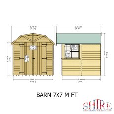 7 X 7 (1.98m X 2.05m) Shire Shiplap Barn Shed - dimensions