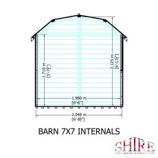 7 X 7 (1.98m X 2.05m) Shire Shiplap Barn Shed - internal dimensions