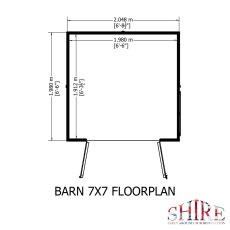 7 X 7 (1.98m X 2.05m) Shire Shiplap Barn Shed - footprint