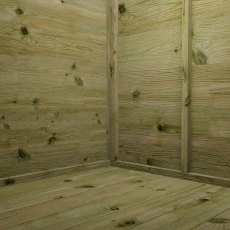 Interior of Mercia Traditional Summerhouse showing timber walls and floor space