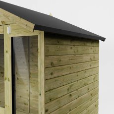 Side view of Mercia 7x5 summerhouse with door open showing thickness of timber panels