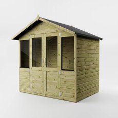 Mercia 7x5 traditional wooden summerhouse with apex roof and glazed double doors
