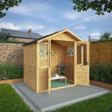 7x5 Mercia Shiplap Traditional Summerhouse - insitu with doors open