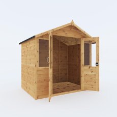 7x5 Mercia Shiplap Traditional Summerhouse - isolated with doors open