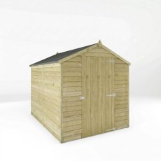 Mercia 8x6 overlap wooden shed front view on white background