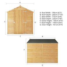 8 x 6 (2.40m x 1.90m) Mercia Overlap Windowless Shed - Diagram