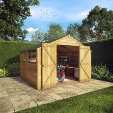 10x10  Mercia Overlap Shed - in situ, doors open