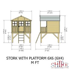 6x6 Shire Stork Playhouse inc platform - dimensions