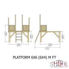 6x6 Shire Stork Playhouse inc platform - dimensions of the side elevation