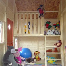 Shire Loft Two Storey Playhouse - Interior view showing ladder and bunk