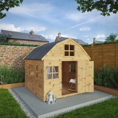 6x6 Mercia Dutch Barn Playhouse - in situ - angle view - doors open