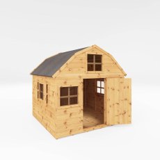 6x6 Mercia Dutch Barn Playhouse - white background - angle view - doors open