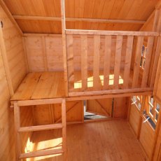 Shire Crib Playhouse with Integral Garage - Interior showing bunk and ladder