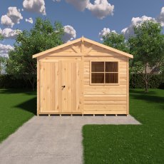 10 x 10 Shire Mammoth Professional Apex Shed - in situ, front view