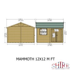 12x12 Shire Mammoth Professional Apex Shed - dimensions
