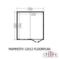 12x12 Shire Mammoth Professional Apex Shed - footprint