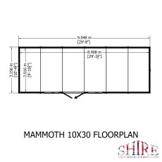 10 x 30 Shire Mammoth Professional Apex Shed - footprint