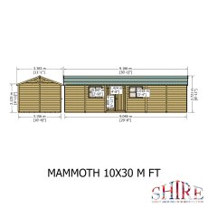 Shire 10 x 30 (3.16m x 8.98m) Shire Mammoth Professional Apex Shed